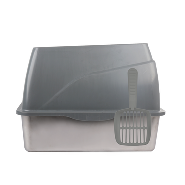 Go Fresh - Stainless Steel No Mess Cat Litter Box - Grey